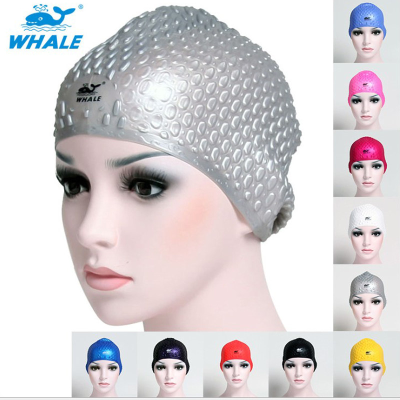 Whale Whale fashion drop cap waterproof and anti - slip inner particles comfortable and unswimming cap for men and women