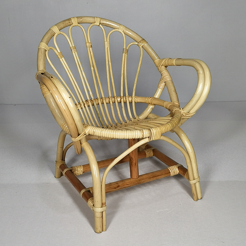 Baby seat small bench home children's rattan chair backrest small bamboo chair real rattan baby 1-2 years old small chair