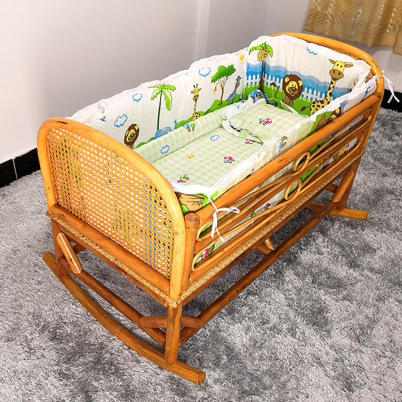 Cradle bed old baby cot solid wooden rocking chair newborn multi - functional environmentally friendly 0 - 15 months baby bed