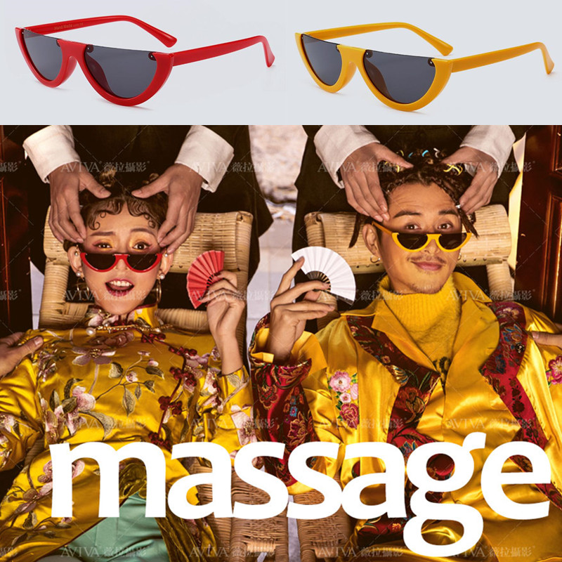 National Tide New Wedding Photography Props Creative Brigade Beat Personality European and America Half-frame Glasses Fan Suit to blame sunglasses