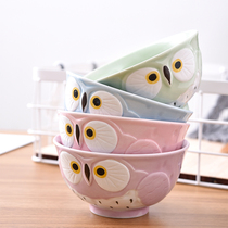 Nishida Muyu Japanese ceramic tableware home eating rice bowl creative Owl Bowl household tableware
