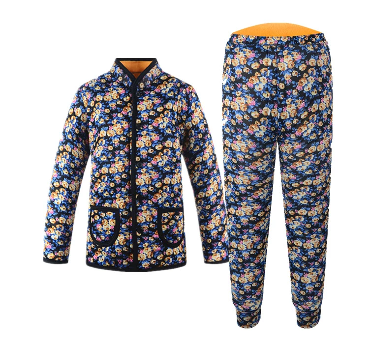 Phụ nữ trung niên mùa đông dày bông độn ông già cộng với quần cotton nhung lỏng lẻo cộng với mẹ béo mặc quần áo mùa đông áo khoác trung niên nữ u50