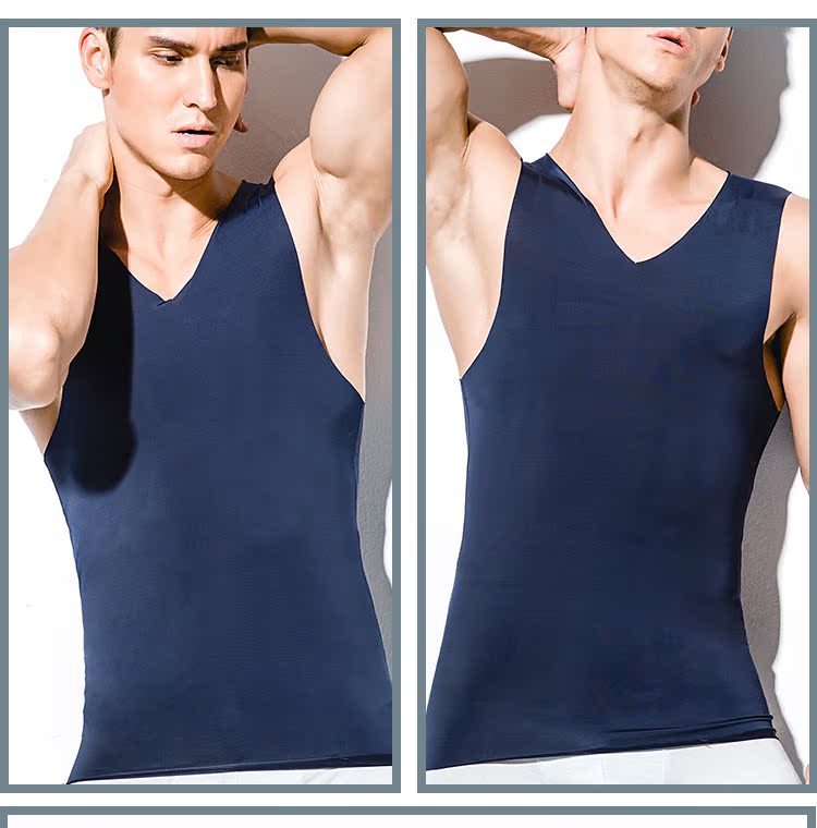 Mùa đông ấm áp vest nam cộng với nhung dày co giãn liền mạch Áo thun cổ chữ V rộng vai rộng cạp cao bó sát áo lót mặc vest nữ