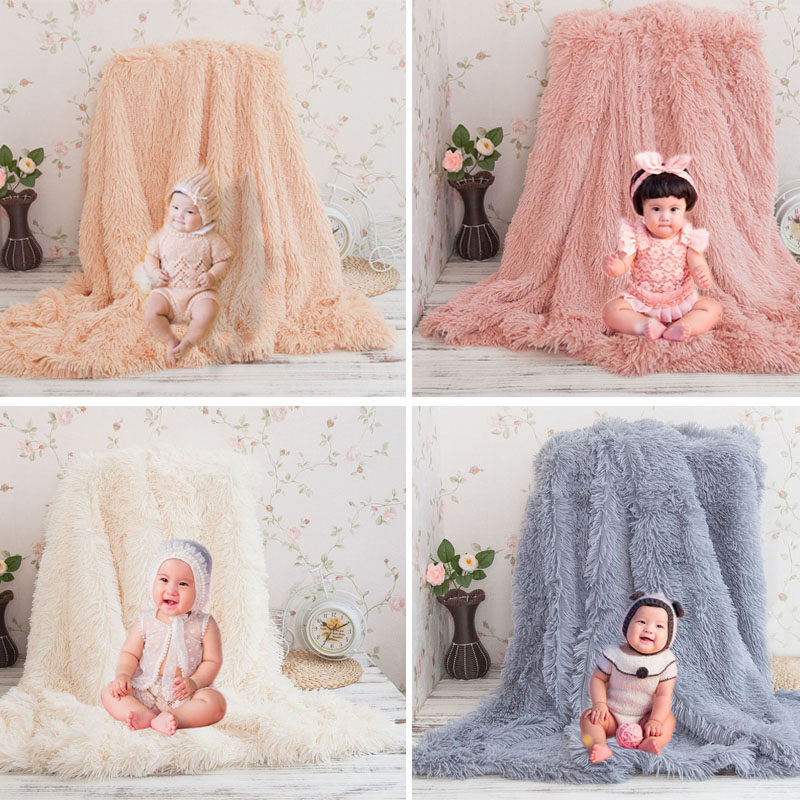 New Neonatal Photography Background Blanket Children Photo Props Blankets Photo Gallery 100 Days Baby Shoots Long Hair Blankets