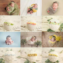 Newborn Children Photography Props Shadow Building Baby Photo Head Decorated Head Flowers Baby Full Moon Photos 100 Days Newborn Hair Band