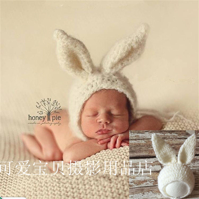 Newborn children's photography clothing props Modeling hand-crocheted full moon 100-day baby photo hat headdress
