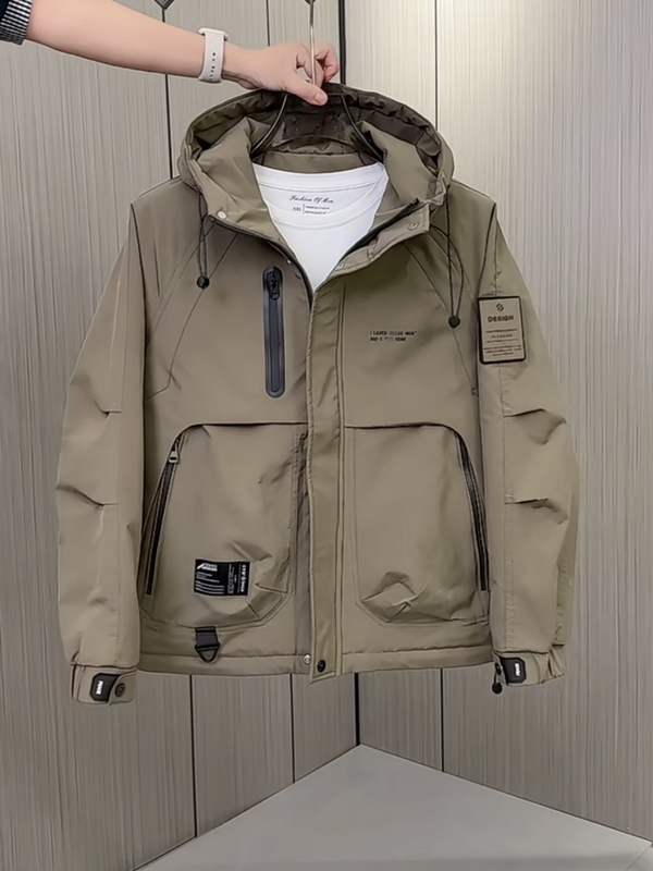 New Winter Men's Cotton Jacket, Thickened and Warm, Hooded Workwear Jacket, Trendy Versatile Casual Windbreaker for Men