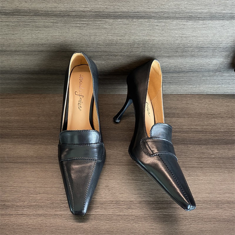【Italy~Adribellucci】8Cm High Heels Women's Stiletto Genuine Leather French Style Square Toe Shoes 【Italy~Adribellucci】8Cm High Heels Women's Stiletto Genuine Leather French Style Square Toe Shoes