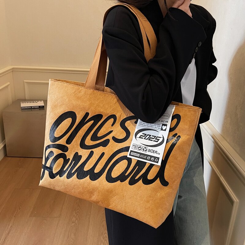 Korean-Style 2025 Large-Capacity Letter Tyvek Tote Bag for School and Commuting - Thumbnail 4