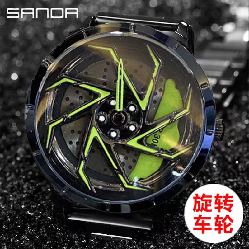 New Year's Gift Motorcycle Wheel Watch for Men, Cool 360 ° Rotatable Rs7 Calipers, New Concept, Hollow and Waterproof
