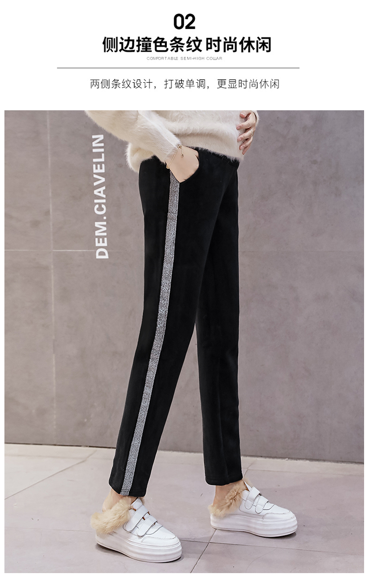 Bà bầu mặc quần áo mùa đông cộng với quần legging nhung dày MM200 chất béo cộng với quần nhung dày ấm eo cao kéo dài bụng nâng quần yếm bầu 