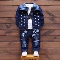 Bé trai mặc bộ đồ denim 2018 mới 1-3-4 tuổi 5 bé mùa thu Hàn Quốc phiên bản quần áo trẻ em ba bộ quần lót trẻ em