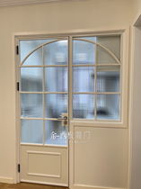 Golden One West Pole Minimalist Style White Kitchen Glass Door Retro Plaid Aluminum Alloy Flat Open Door Partition Tandem Door