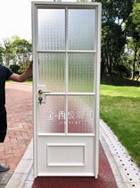 Fa-style vintage Haitang flower old glass door Old steel window door toilet Kitchen Door Aluminum Alloy Flat Door Customize