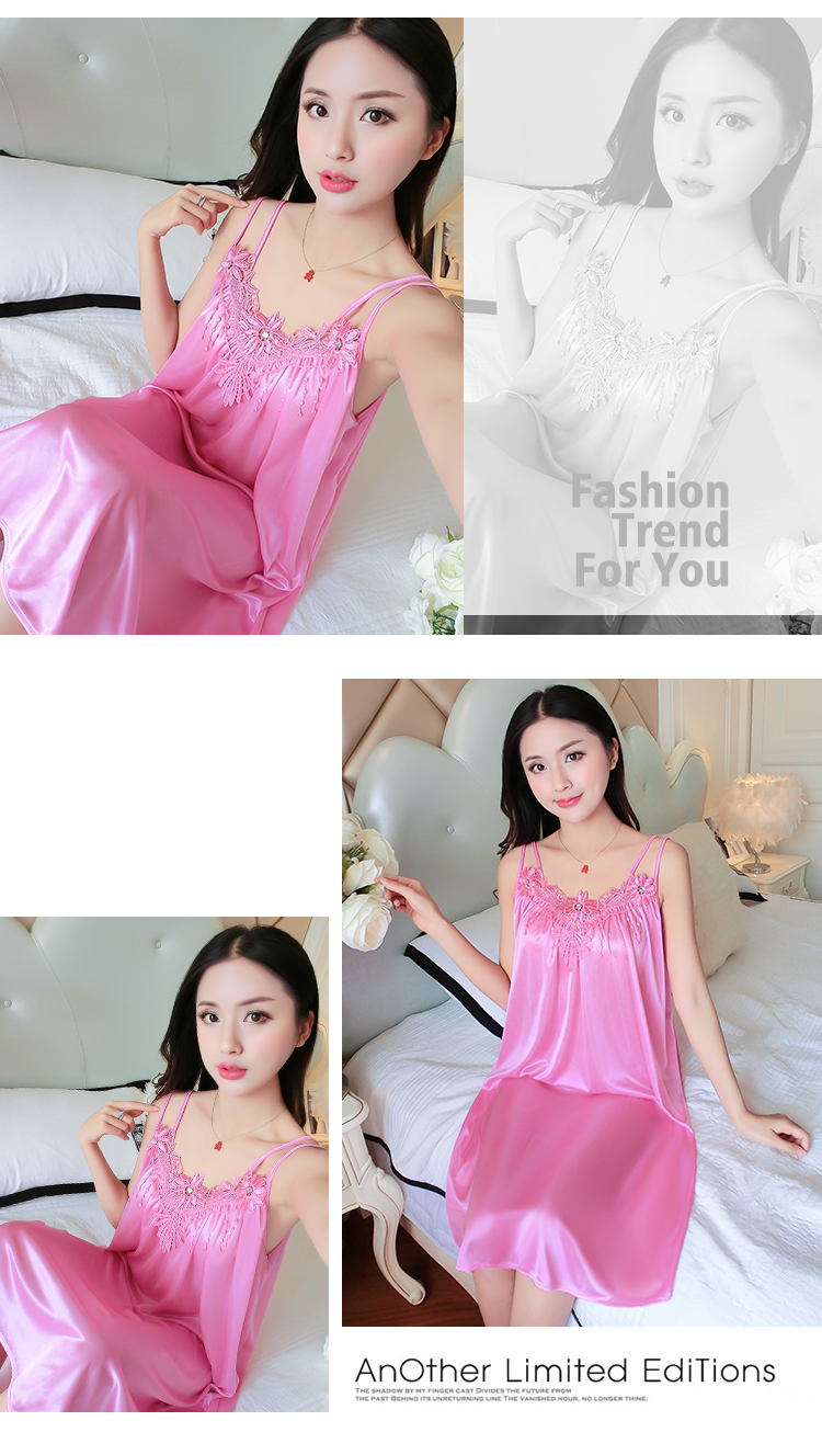 Băng lụa nightdress mùa hè dây đeo sexy ren đồ ngủ nữ chất béo mm XL 200 kg lỏng phần mỏng dịch vụ nhà