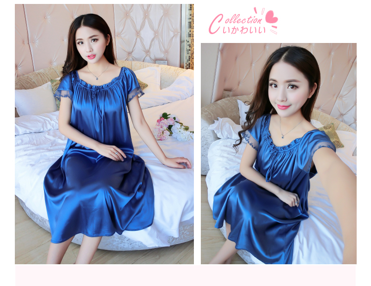 Băng lụa nightdress mùa hè dây đeo sexy ren đồ ngủ nữ chất béo mm XL 200 kg lỏng phần mỏng dịch vụ nhà