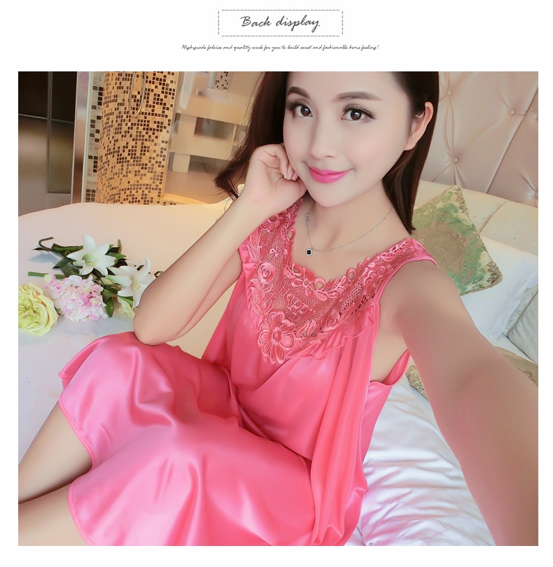 Băng lụa nightdress mùa hè dây đeo sexy ren đồ ngủ nữ chất béo mm XL 200 kg lỏng phần mỏng dịch vụ nhà