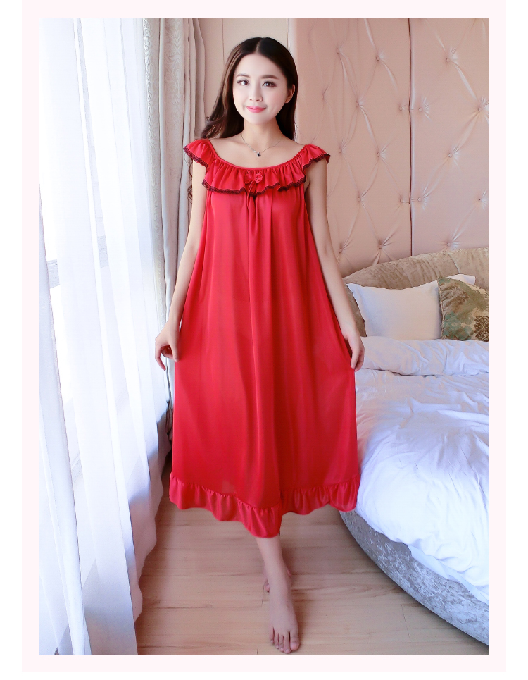 Băng lụa nightdress mùa hè dây đeo sexy ren đồ ngủ nữ chất béo mm XL 200 kg lỏng phần mỏng dịch vụ nhà