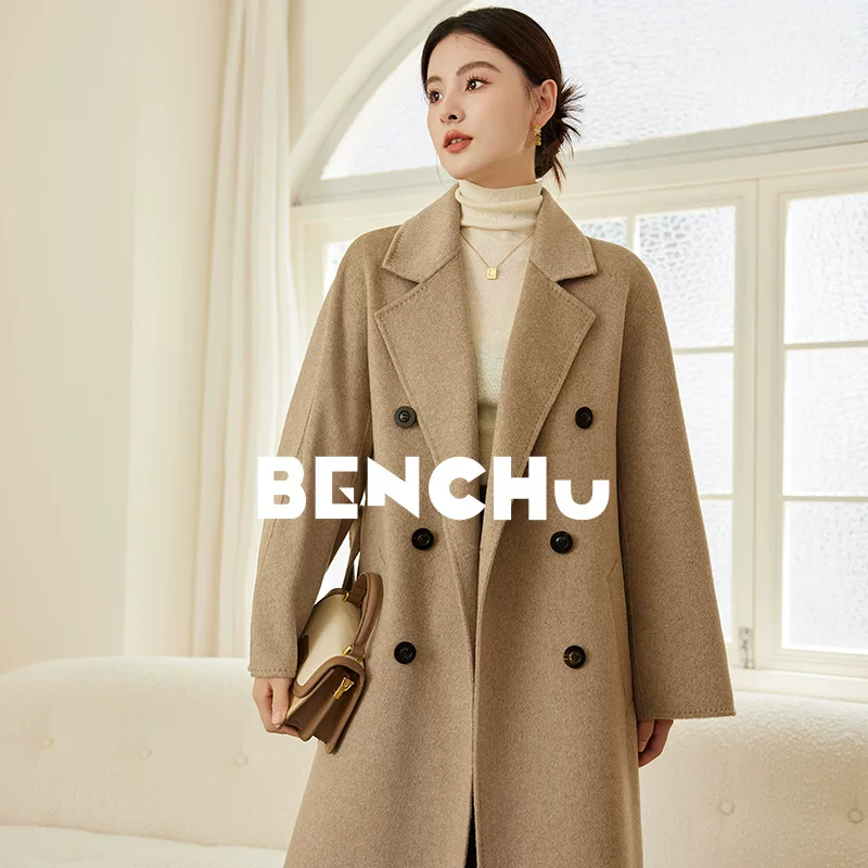 [Ben Chu] Max801 classic temperament double-sided cashmere coat for women 24 autumn and winter long double-breasted woolen coat
