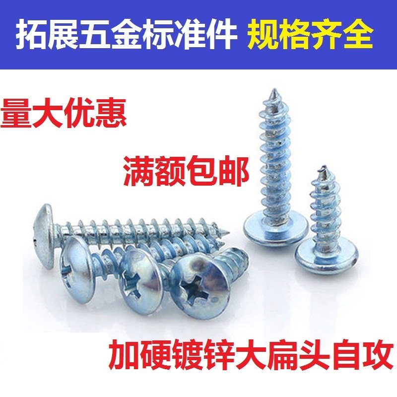 Hard galvanized large flat head self-tapping screw Cross self-tapping screw Umbrella head screw M4M5*8 10 12 16~50
