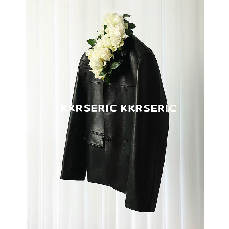 Kkrs Eric Spanish Imported Sheepskin Leather Lem Style Vintage Genuine Leather Shirt Suit Jacket