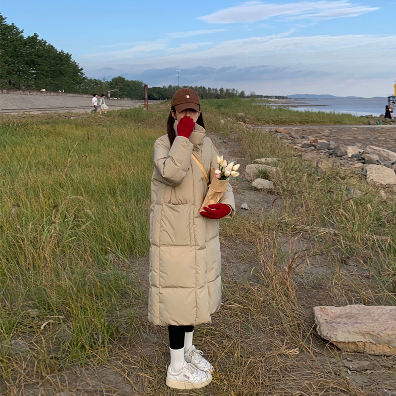 Down cotton clothes Women in the middle length 2023 Winter cotton clothes Advanced sensation clip cotton overknee-covered cotton padded jacket-Taobao