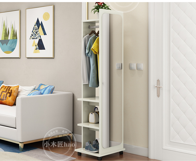 Gương gương gương sàn gương di động xoay nhà phòng khách phòng ngủ đa chức năng lưu trữ tủ phù hợp gương - Gương gương màu trà