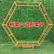 New wedding props hexagonal background Diamond shelf Truss arch galvanized truss cherry blossom