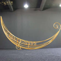 New Wedding Props Moon Boat Iron Art Pendulum Pieces Road Leading Themed Wedding Stage Arrangement Large Pendants Greet Guests