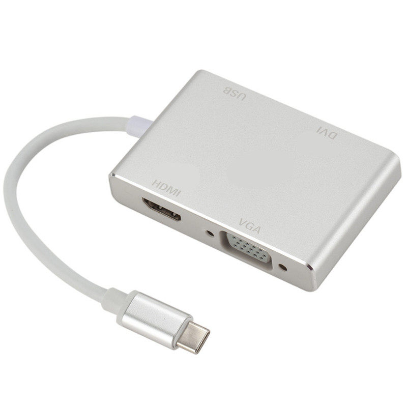 type CTO HDMI VGA DVI Converter TYPEC to HDMI VGA DVI 4-in-one Converter 4K