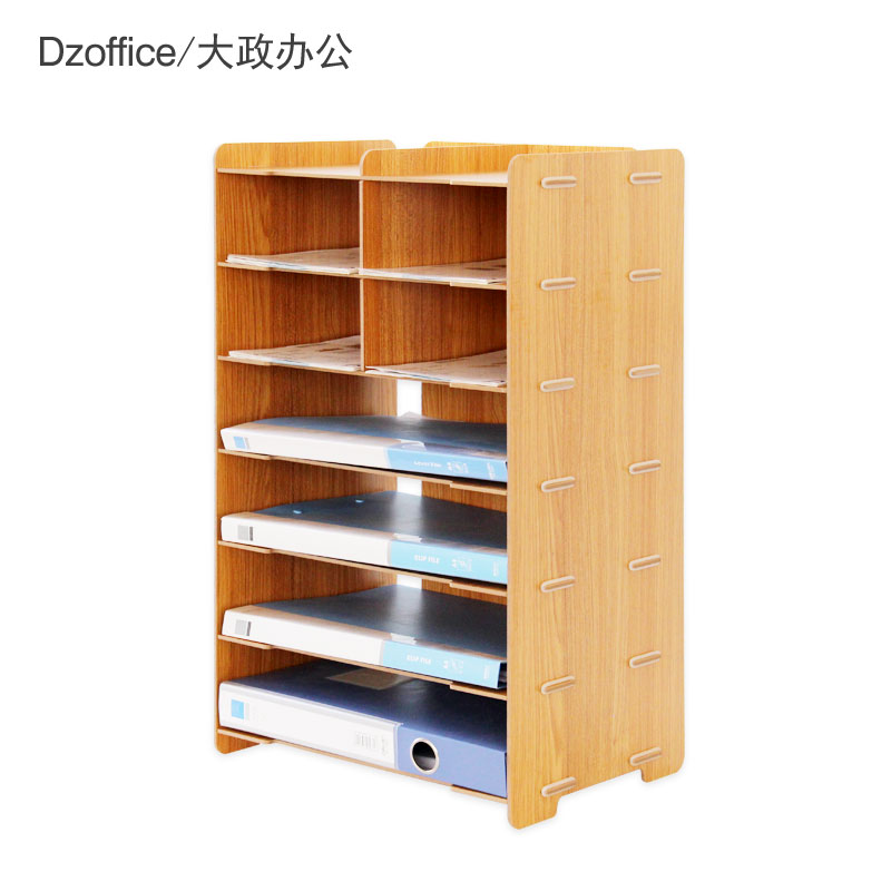 68 multi-layer file rack Creative office supplies Desktop A4 file basket 7-layer data storage layer rack Wooden file rack