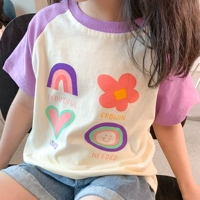 Сиреневая футболка с коротким рукавом, короткий рукав