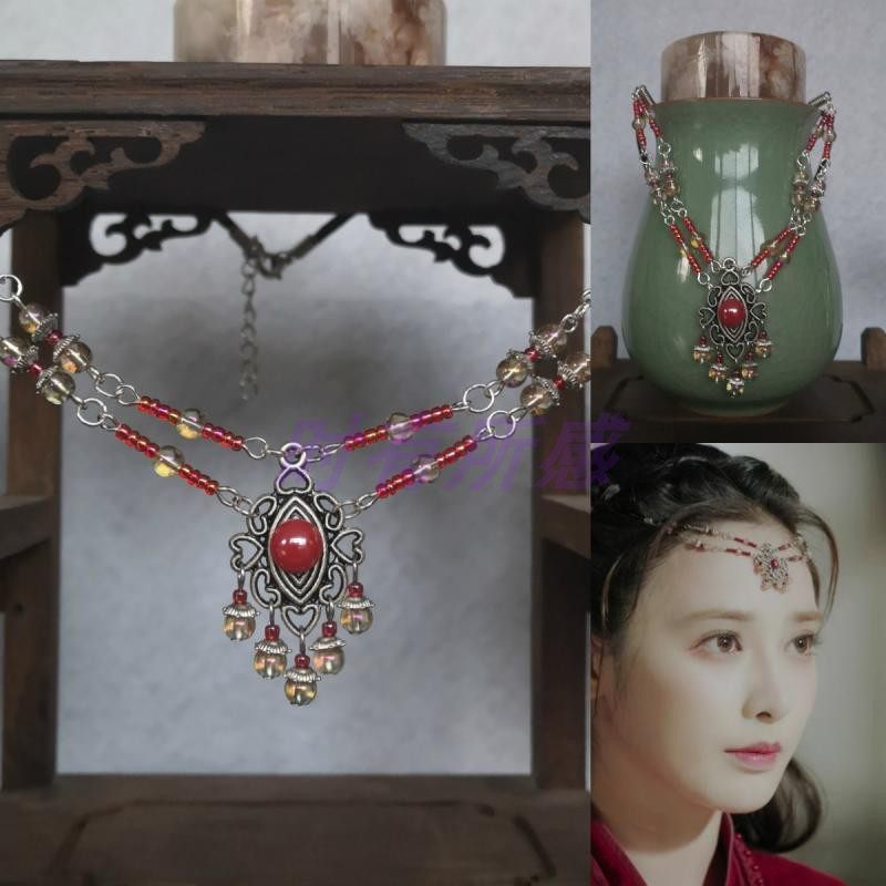 East Palace small maple with the same style of brow with the national wind necklace Nine Princess Peng Xiaoge Hair Accessories adorned with ancient clothes Hanfu headwear