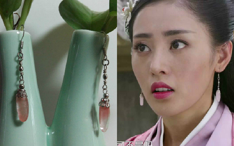 Princess Princess Zhang Qiqi Tian Love the same earrings of watermelon crystal ear hook Han clothing ear