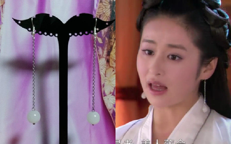 Painting Leather True Love No Remorse Li Jingying's Earrings 100 Hitch Pendant Magnetic Beads Long Ear Neckline Ancient Clothing Accessories