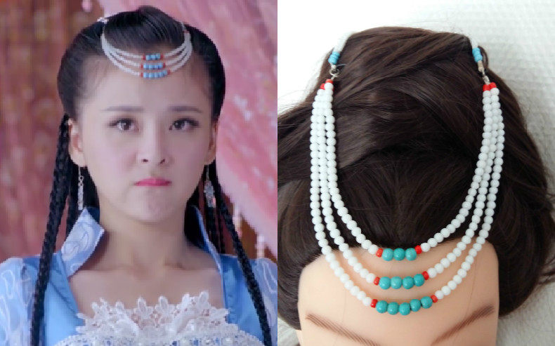 Definite gossip Yunxiang Rong Tongrum Headdress Turquoise glass brow heart crash Equipment Soft-luo Han clothing accessories