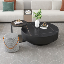 Italian Minimalist Round Rock Plate Tea Table Living-room Bright Face Light Extravagant Modern Minima Nordic Tea Table Home small family Type