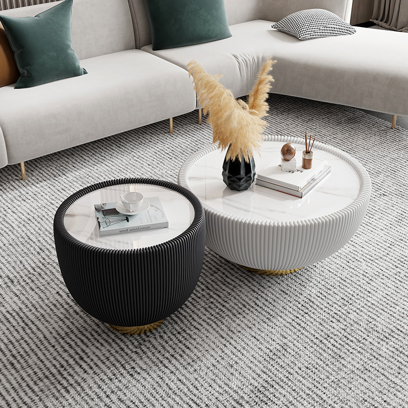 Simple modern light luxury rock slab coffee table small apartment circular designer high-end home living room net red minimalist creativity