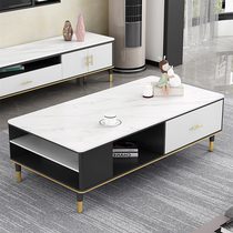 Light extravagant rock plate tea table minimalist modern small family style Living room Home rectangular Nordic tea table TV cabinet Composition