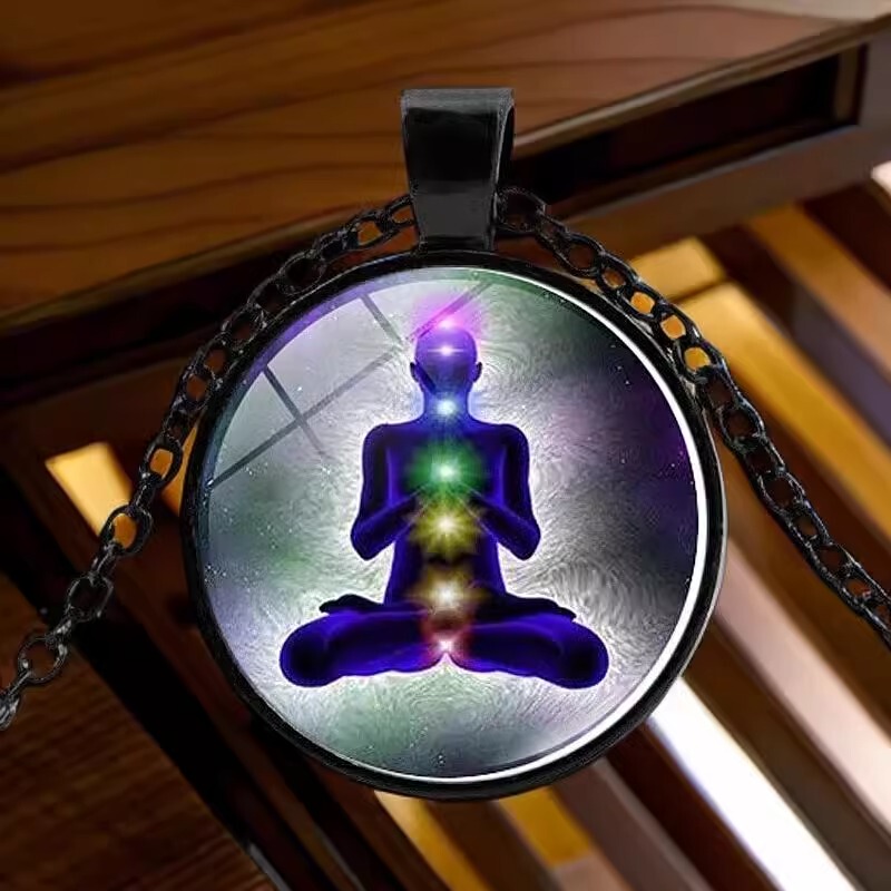 Indian Kundalini Colorful Balance Yoga Meditation Amulet Pendant 2.5cm
