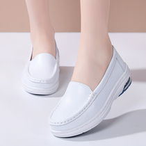 Nurse shoes womens soft bottom heightening air cushion bottom breathable deodorant non-slip genuine leather flat bottom without tired feet Advanced health care shoes