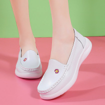 Nurse Shoes women Summer No Smelly Feet Soft Bottom Breathable Not Tired Feet White Genuine Leather Duty Shoes Spring Autumn Non-slip Flat Bottom Shoes