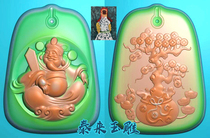 Double-sided God of Wealth pendant money tree exquisite carving picture relief jade carving gray scale picture JDP computer engraving picture BMP