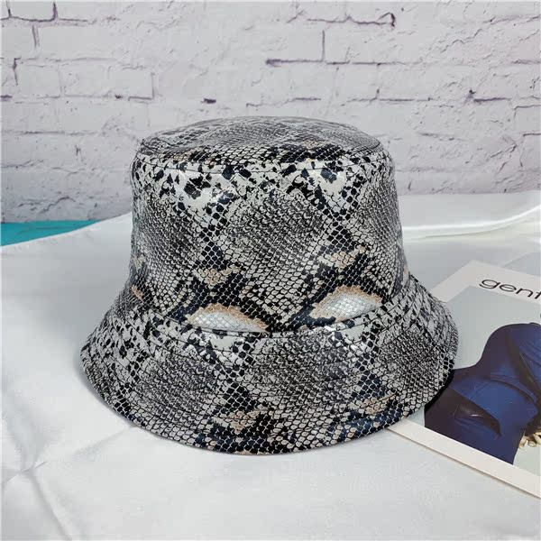 Frau Punk Strassenmode Schlange Pu-leder Hut Bucket Hat display picture 1