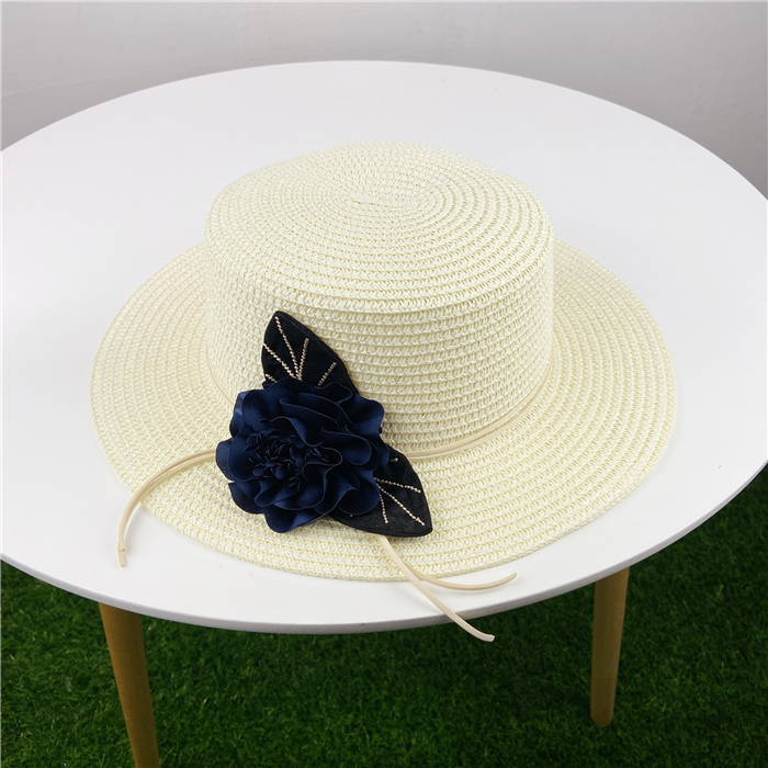 Women's Pastoral Leaves Flower Flat Eaves Straw Hat display picture 2