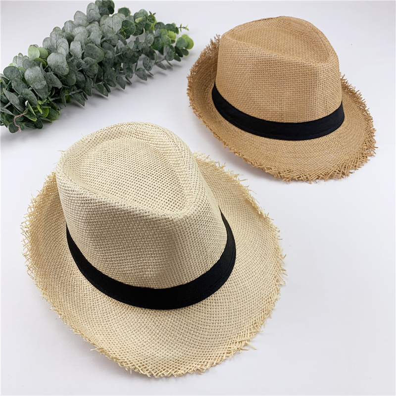 Summer Hat Breathable Raw Edge Straw Hat Retro Jazz Hat Small Top Hat display picture 2