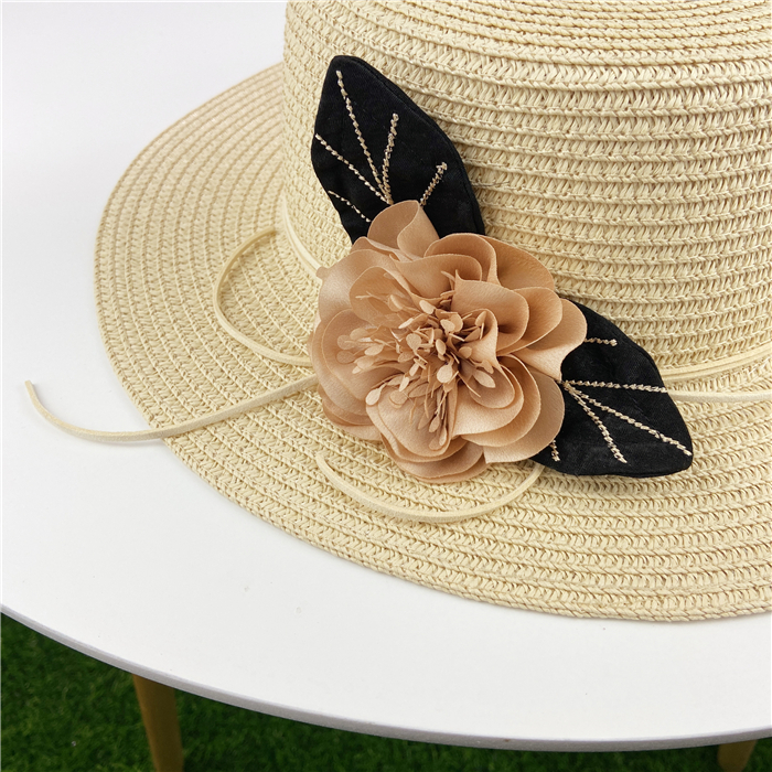 Women's Pastoral Leaves Flower Flat Eaves Straw Hat display picture 10