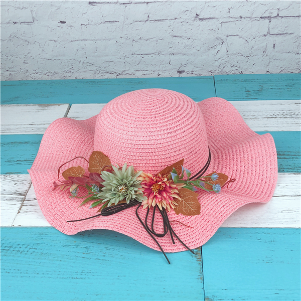 Femmes Vacances Couleur Unie Fleur Froufrous Chapeau De Paille display picture 1