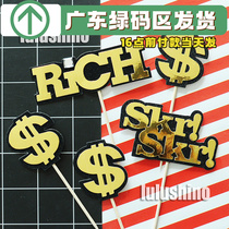 Baking Cake Decoration Hip Hop Rap Skr RICH US$ Laser Jack Plugin Rapper Themed Card