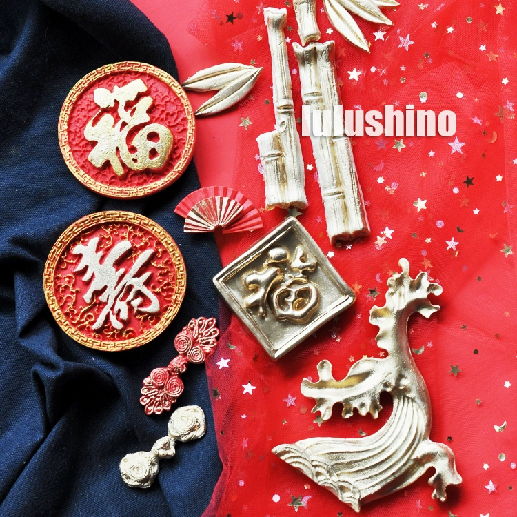 Fondant Chocolate Silicone Khuôn Trung Quốc Xiangyun Goldfish Squid Spray Tre Fushou Bánh sinh nhật Trang trí - Tự làm khuôn nướng